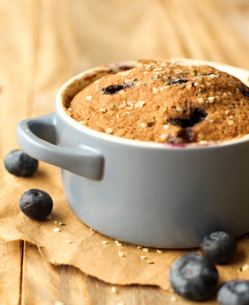 Blueberry Muffin in a Mug (vegan + gluten-free) - FeastingonFruit.com