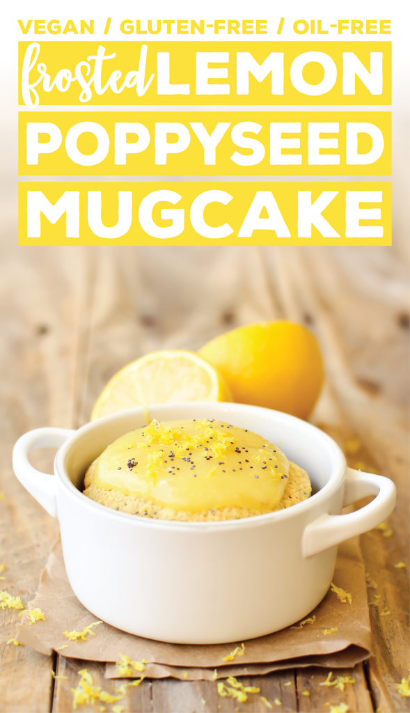 Frosted Lemon Poppy Seed Mug Cake | Gluten-Free & Oil-Free