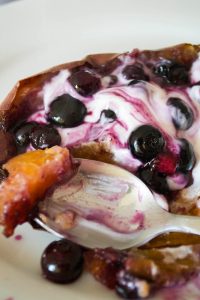 sweet potato with blueberries - comfort bites blog