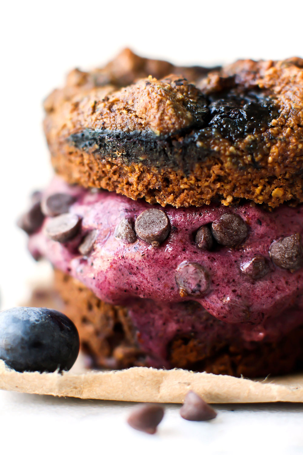 Chocolate Blueberry Muffins Turned Ice Cream Sandwich {vegan & gf}