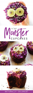 Vegan Halloween Cupcake Monsters {gluten-free, oil-free, naturally colored}