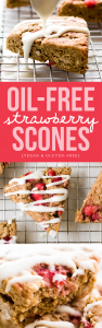 Strawberry Oat Flour Scones {vegan, gluten-free, oil-free}