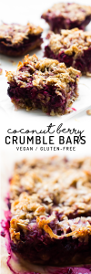 Chewy Coconut Berry Crumble Bars {vegan, gluten-free, oil-free}