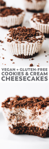 No-Bake Cookies and Cream Cheesecakes (Vegan + Gluten-Free)