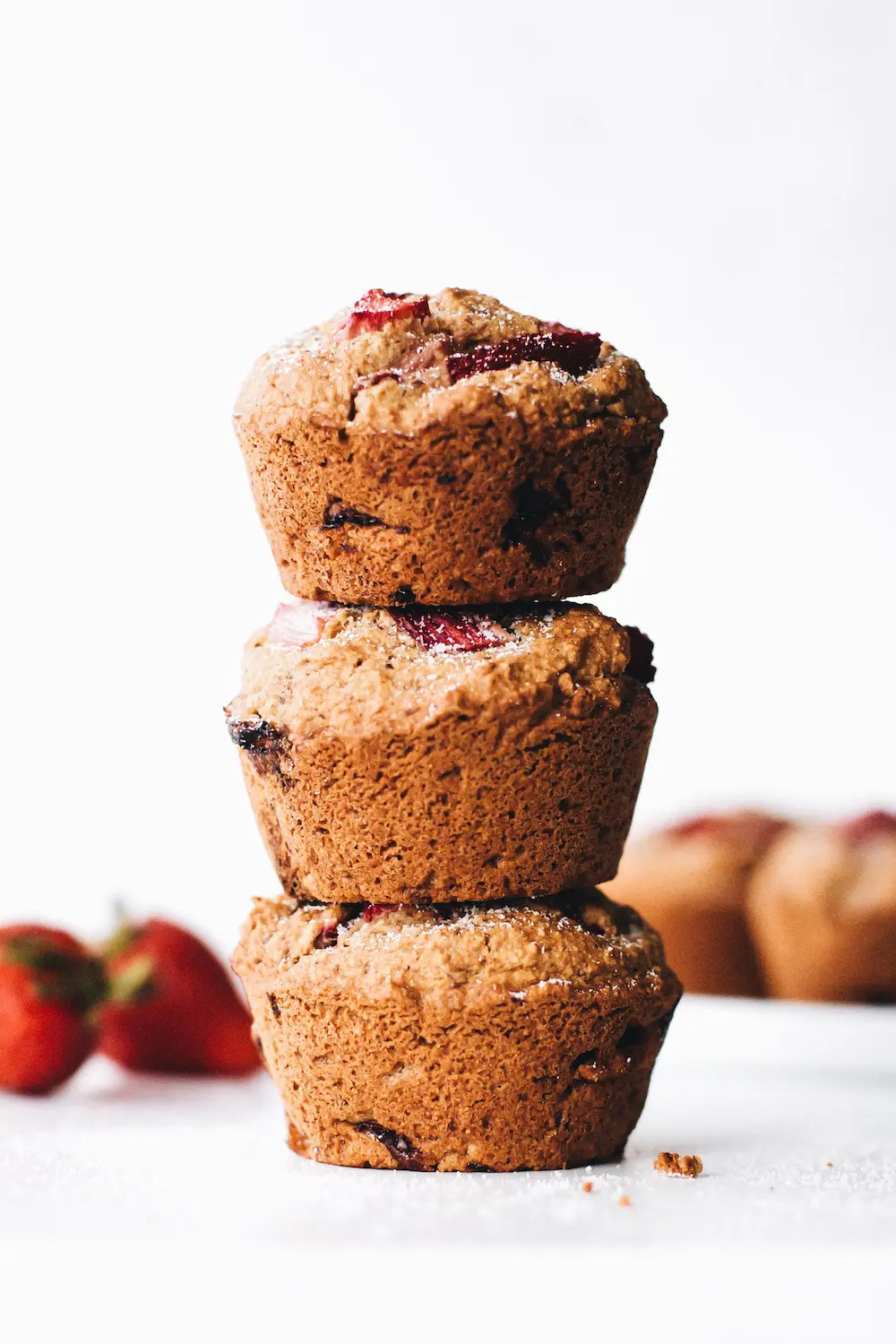 Strawberry Rhubarb Muffins (vegan + gluten-free)