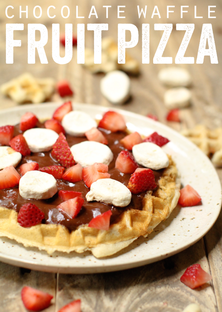 Chocolate Waffle Fruit Pizza - FeastingonFruit.com