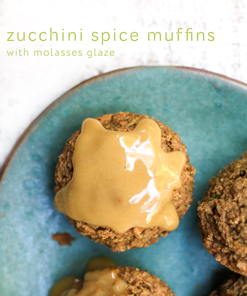 Zucchini Spice Muffins w/ Molasses Glaze - FeastingonFruit.com