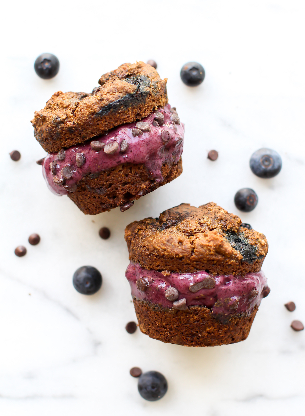 Chocolate Blueberry Muffins Turned Ice Cream Sandwich {vegan & gf}