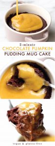 Gooey Chocolate Flourless Mug Cake with Pumpkin Spice Custard