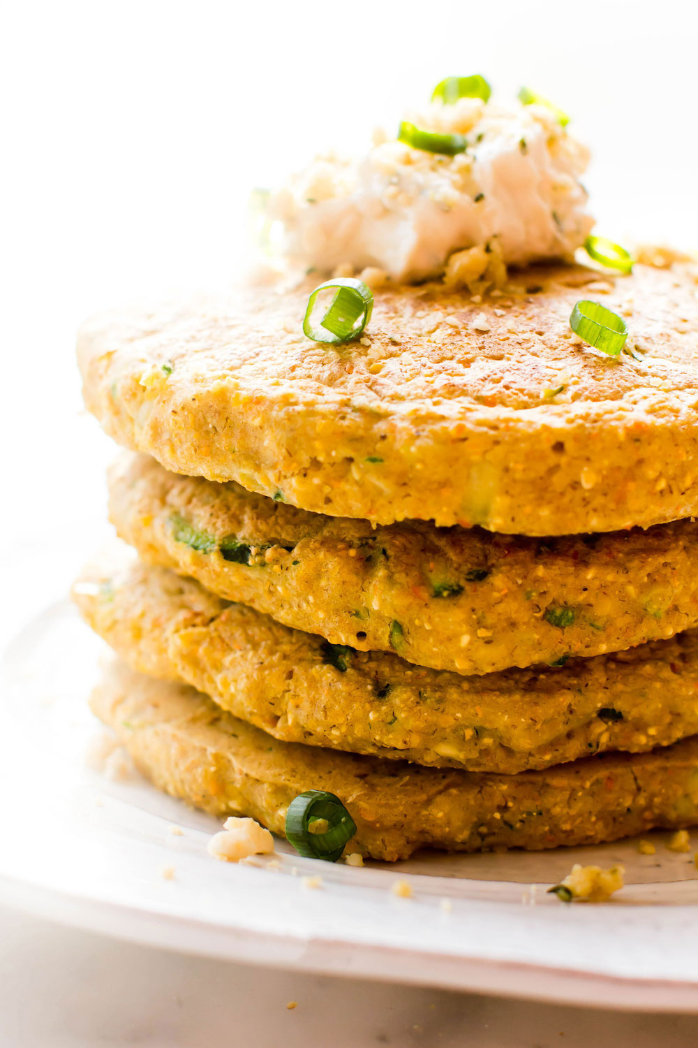 Zucchini Cornmeal Savory Pancakes {vegan, gluten-free, oil-free}