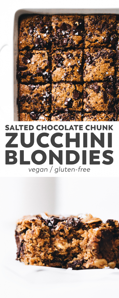 Chocolate Chunk Zucchini Blondies (vegan + gluten-free)