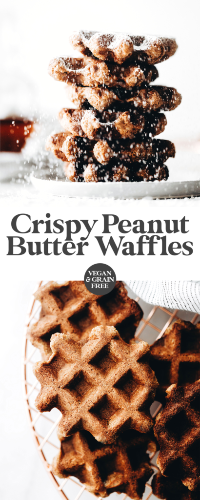 Crispy Peanut Butter Waffles (vegan + grain-free)